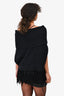 Agnona Black Cashmere Cowl Neck Fringe Top O/S