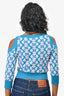 Pre-Loved Chanel™ Blue Patterned Cashmere Cut-Out Cropped Sweater Size 34