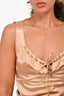 Roberto Cavalli Gold Sleeveless Beaded Drawstring Detail Top Size S (As Is)