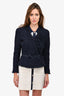 Pre-Loved Chanel™ 2002 Navy Wool Tulle Ruffle Detail Belted Jacket Size 38