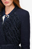 Pre-Loved Chanel™ 2002 Navy Wool Tulle Ruffle Detail Belted Jacket Size 38