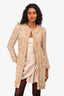 Edward Achour Paris Beige Tweed Fringe Detail Coat Size 34