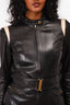 Alexander McQueen Black/Cream Leather Stitch Detail Jacket Size 40