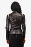 Alexander McQueen Black/Cream Leather Stitch Detail Jacket Size 40