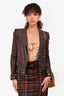 Roberto Cavalli Brown Leather Braided Detail Jacket Size 40