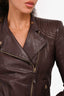 Roberto Cavalli Brown Leather Braided Detail Jacket Size 40