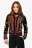 Velvet by Graham & Spencer Black Velvet Floral Embroidered Jacket Size XS