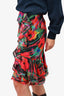 Jason Wu Pink Multicolour Patterned Ruffle Detail Midi Skirt Size 2