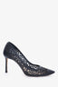 Jimmy Choo Black Laser Cut Pointed Toe Heels Size 39.5