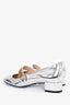 Christian Dior Silver Laminated Leather Baby-D Mary Jane Pumps Size 36