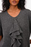 Dries Van Noten Grey Cashmere Ruffle Detail Top Size M