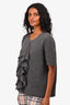 Dries Van Noten Grey Cashmere Ruffle Detail Top Size M