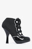 Dolce & Gabbana Black/White Fabric/Leather Lace-Up Booties Size 37