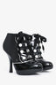 Dolce & Gabbana Black/White Fabric/Leather Lace-Up Booties Size 37