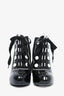 Dolce & Gabbana Black/White Fabric/Leather Lace-Up Booties Size 37