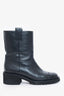 Pre-Loved Chanel™ Black Leather CC Logo Moto Boots Size 41