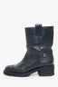 Pre-Loved Chanel™ Black Leather CC Logo Moto Boots Size 41