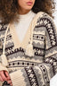 Celine Cream/Brown Baja Fair Isle Shetland Wool Oversized Hoodie Size XS