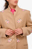 Vilshenko Beige Wool/Camel Floral Embroidered Coat Size 14