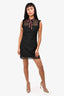 Sandro Black Crochet Lace Sleeveless Dress with Striped Bow Size 1