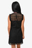 Sandro Black Crochet Lace Sleeveless Dress with Striped Bow Size 1