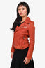 Maje Rust Orange Leather Moto Jacket With Belt Size 36