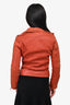 Maje Rust Orange Leather Moto Jacket With Belt Size 36