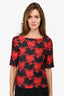 Moschino Vintage Black/Red Floral Jacquard Top Size 6 US