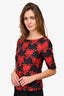 Moschino Vintage Black/Red Floral Jacquard Top Size 6 US