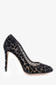 Jimmy Choo Black/Mesh Leopard Print Heels Size 37