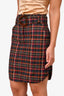 Sandro Brown Check Belted Skirt Size 2