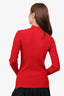 Louis Vuitton Red Cashmere Rib Knit Long-Sleeve Size Small