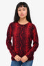 Holt Renfrew Red Snake Print Cashmere Top Size M