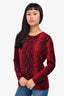 Holt Renfrew Red Snake Print Cashmere Top Size M