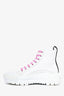 Louis Vuitton White/Pink Canvas/Leather Log High Top Sneakers Size 36