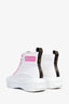 Louis Vuitton White/Pink Canvas/Leather Log High Top Sneakers Size 36