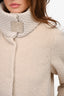 Fabiana Filippi Beige Wool Blend Knit Collar Jacket Size 42