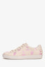 Gucci Beige Leather Pink Metallic Strawberry Printed Sneakers Size 37.5