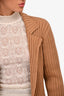 Chloe Brown Ribbed Wool/Cashmere Open Collared Cardigan Size M