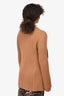 Chloe Brown Ribbed Wool/Cashmere Open Collared Cardigan Size M