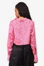 Rotate Birger Christensen Pink Heart Satin Cropped Button-Up Blouse Est. Size S/M