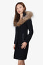 Mackage Black Cashmere/Wool Racoon Fur Coat Size XXS