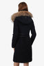 Mackage Black Cashmere/Wool Racoon Fur Coat Size XXS