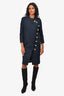 Pierre Balmain Navy Cotton Gold Buttoned Coat Size 34