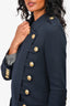 Pierre Balmain Navy Cotton Gold Buttoned Coat Size 34