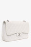 Pre-Loved Chanel™ 2011 White Caviar Leather Jumbo Classic Flap Shoulder Bag