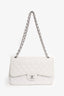 Pre-Loved Chanel™ 2011 White Caviar Leather Jumbo Classic Flap Shoulder Bag