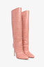 Paris Texas Pink Croc Embossed Heeled Boots Size 39