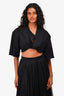 Jacquemus Black Cotton 'The Bahia' Dropped Shoulder Twist Cropped Shirt Size S