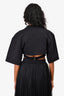 Jacquemus Black Cotton 'The Bahia' Dropped Shoulder Twist Cropped Shirt Size S